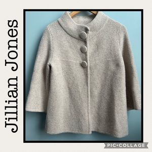 Jillian Jones Lambswool Blend Tan Mock Turtleneck Cardigan Size S